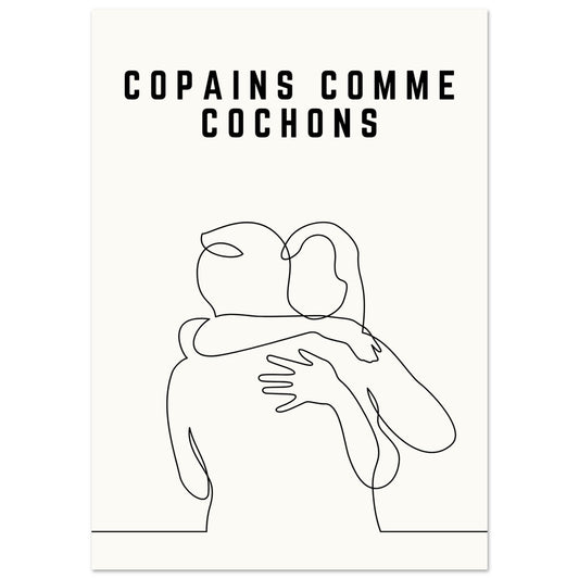 Copains comme cochons - Affiche Minimaliste - Mart