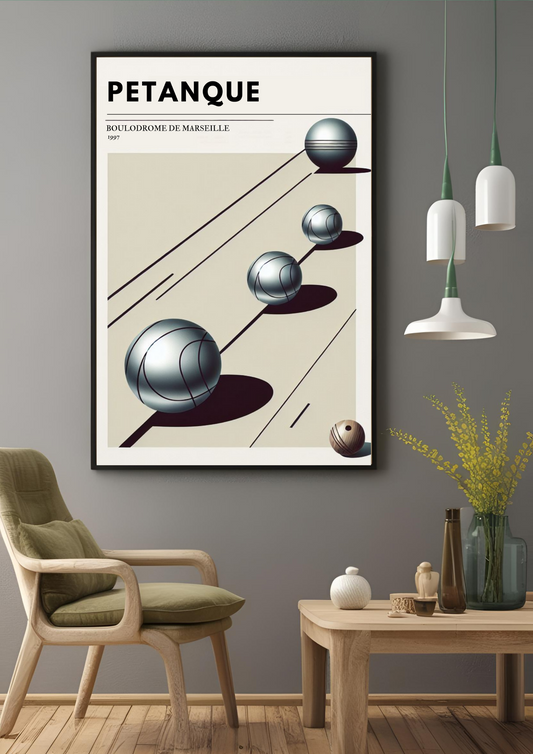Affiche minimaliste Pétanque Ma boutique